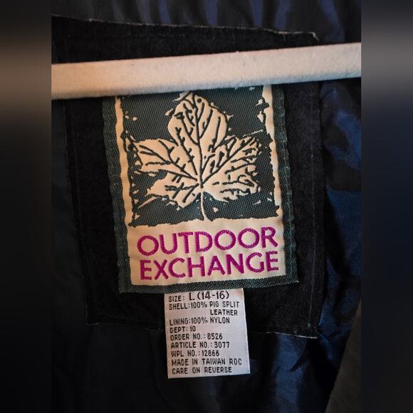 Vtg 90s Y2K Colorblock Stripped Leather Trench Coat Hood Outdoor Exchange L Read - Picture 9 of 15